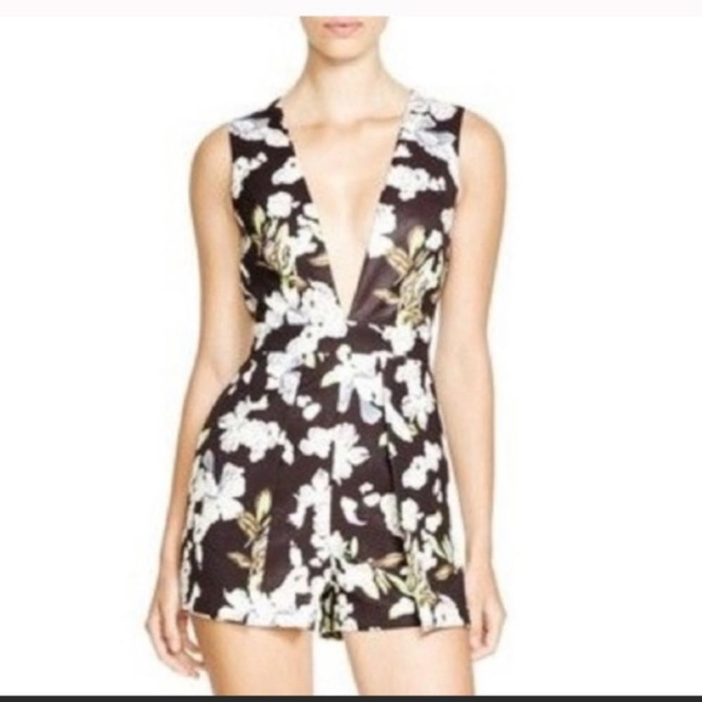 REVOLVE Floral Black and White Jumpsuit